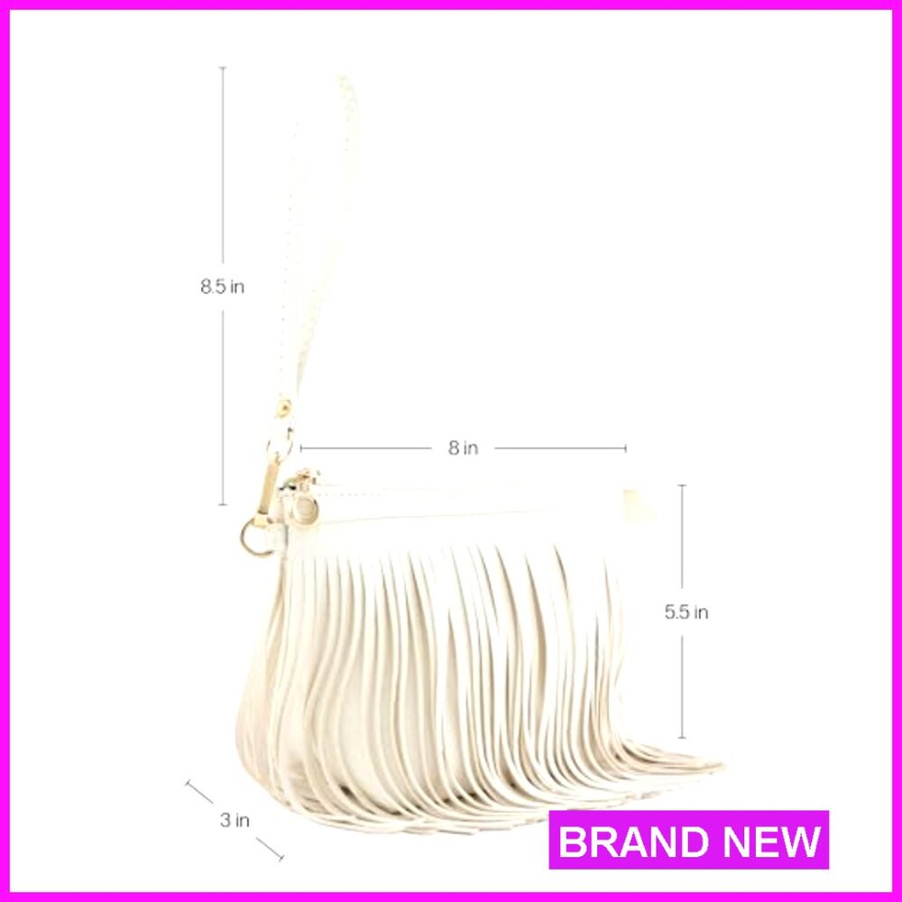 Fringe Crossbody Bag Adjustable Strap Chic Minimal Everyday Use Wrist Strap - Picture 7 of 7